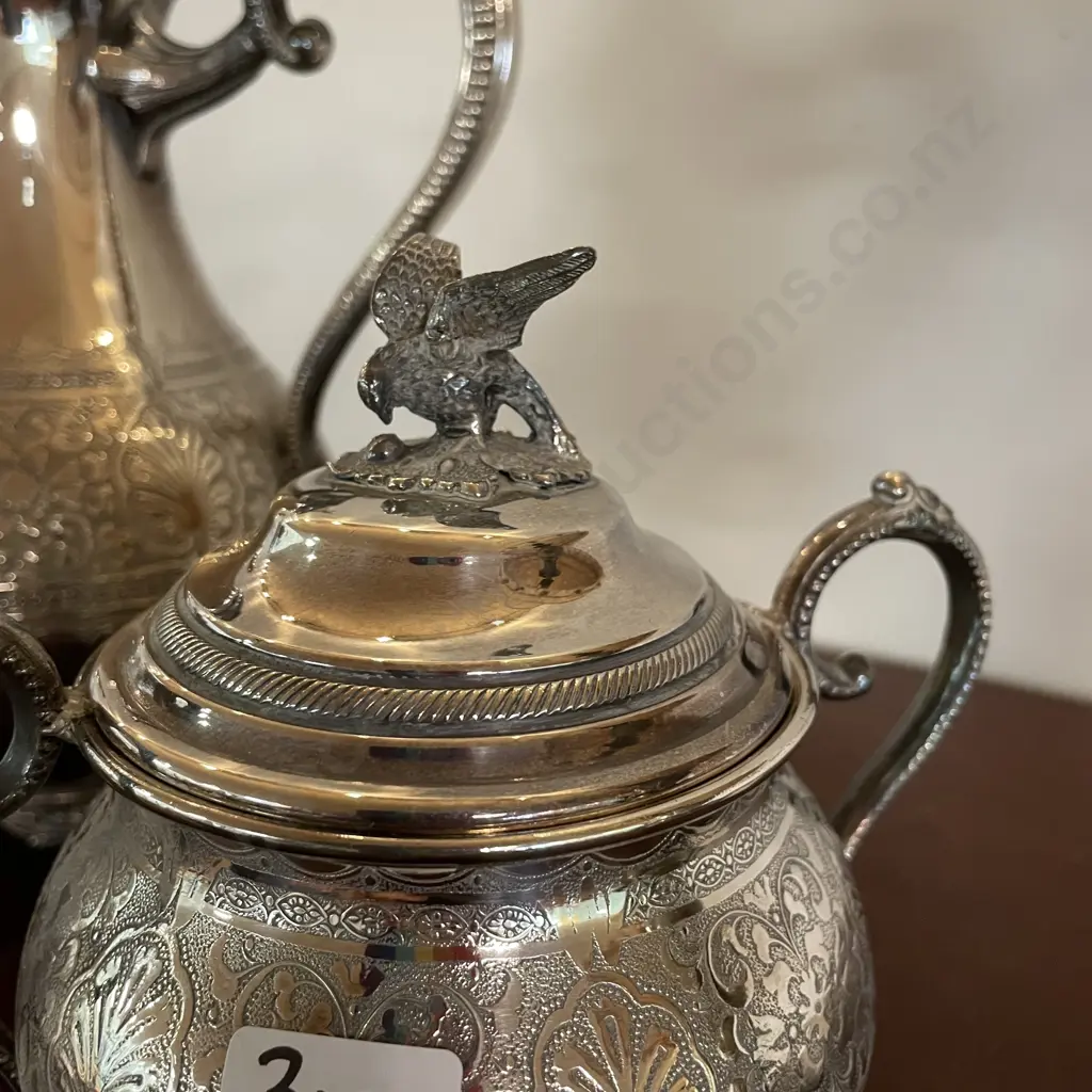 Antique Silver Coffee Pot and Lidded Sugar. Eagle finials. Hallmarked as shown in photograph Image 1++