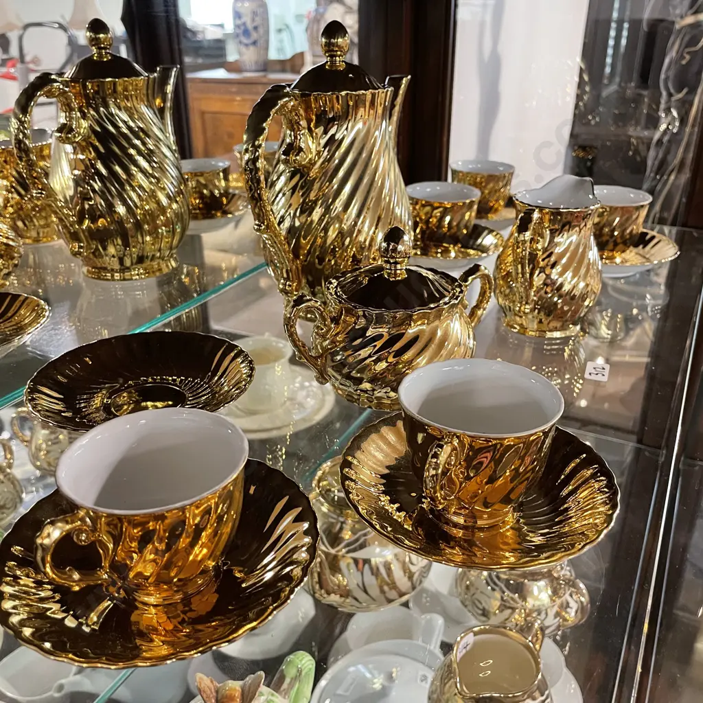 St Kilda Fine China Gilded Coffee Set Image 1++