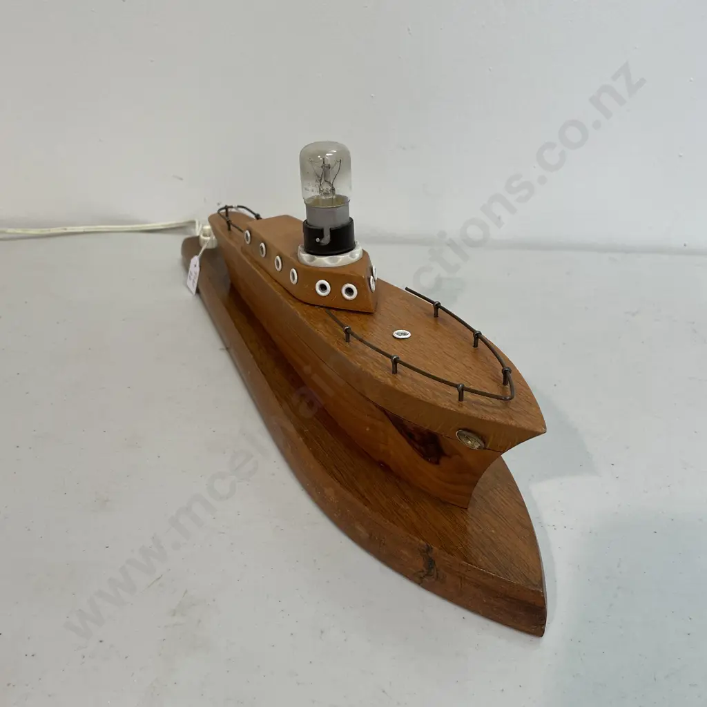 Vintage Mid Century Model Boat Lamp. L41cm. Working condition. Image 1++