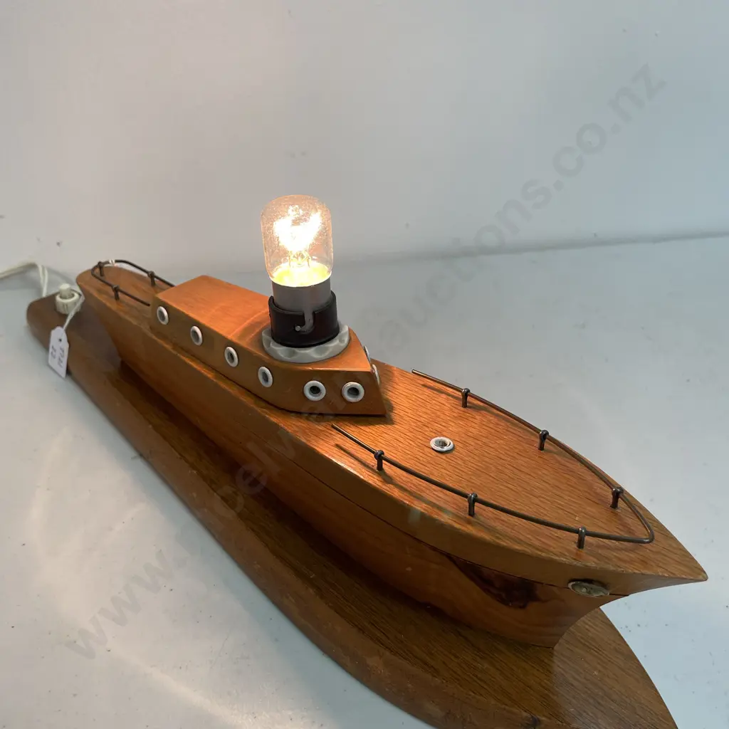 Vintage Mid Century Model Boat Lamp. L41cm. Working condition. Image 1++