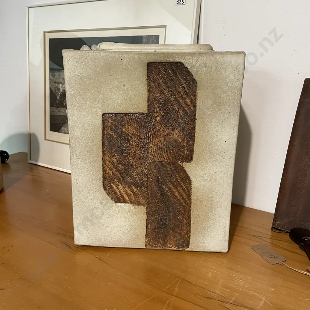 Stunning Art Pottery Vase by Keith Blight. Rectangular shape. H34 W26 D8cm Image 1++