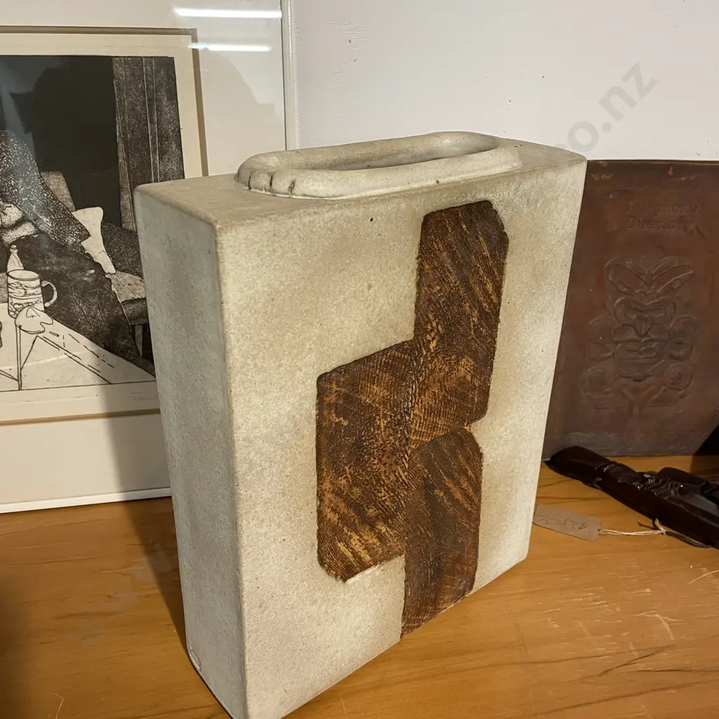 Stunning Art Pottery Vase by Keith Blight. Rectangular shape. H34 W26 D8cm Image 1++