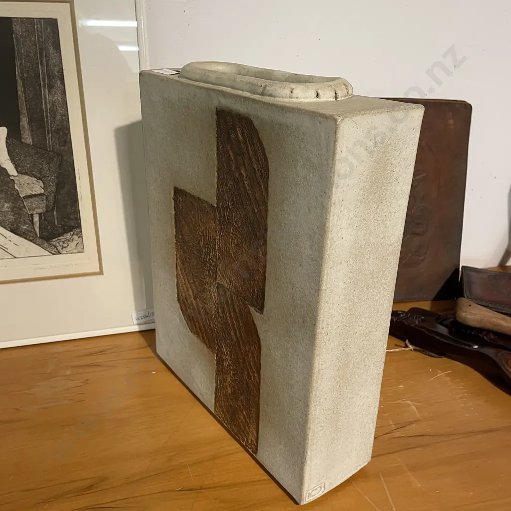 Stunning Art Pottery Vase by Keith Blight. Rectangular shape. H34 W26 D8cm Image 1++