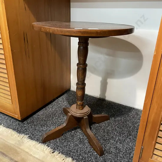 Vintage Solid Oak WIne Table, 4 footed base, H55 Dia42cm