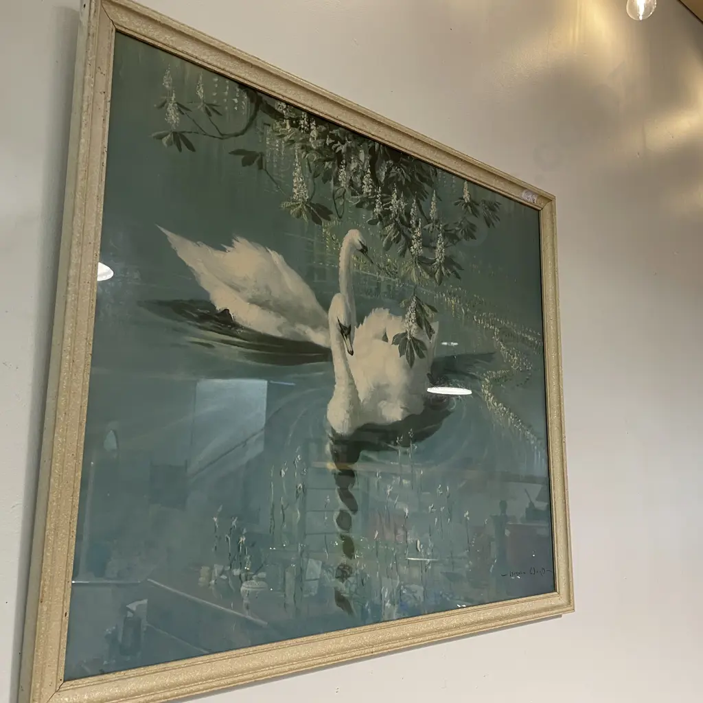 Vintage Vernon Ward Swan Print Titled "Harmony of Spring",  65 x 55cm Image 1++