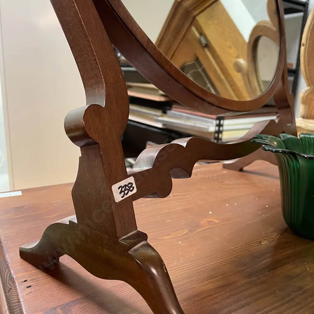 Antique Pivoting Free Standing Oak Backed Dressing Table Mirror. H51 W50cm Image 1++