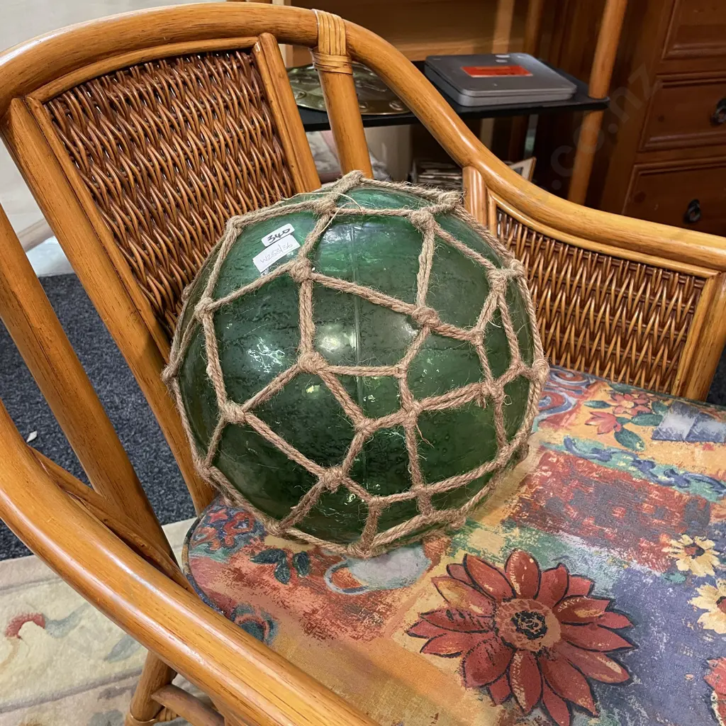 Vintage Large Glass Fishing Float. Green. D32cm Image 1++