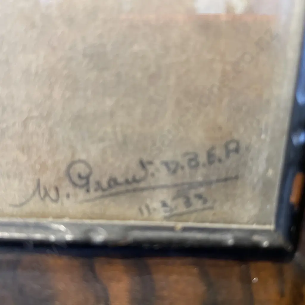 Stunning Antique Original Pencil Drawing. Horses Drinking Water, Signed W. Graut? D.B.E.R? Dated 11.3.33. Image 1++