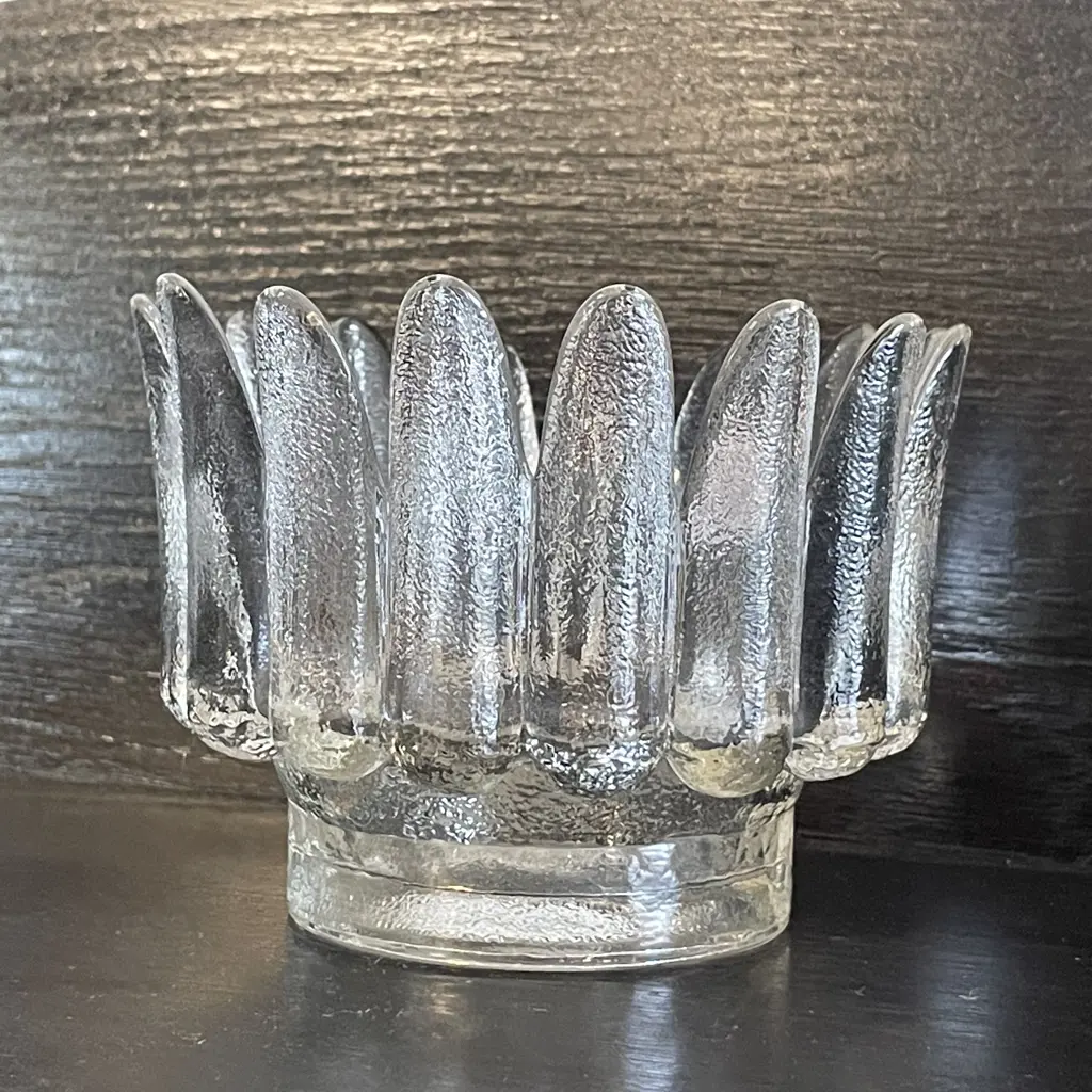 Mid Century Art Glass Bowl, finger border. H9cm Dia12cm Image 1++