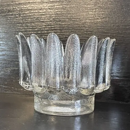 Mid Century Art Glass Bowl, finger border. H9cm Dia12cm