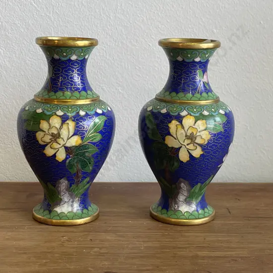 Pair of Cloisonne Vases H11.5cm