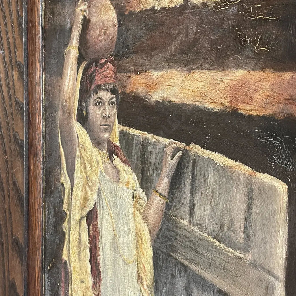 Antique Original Oil Artwork, Wooden Frame Image 1++