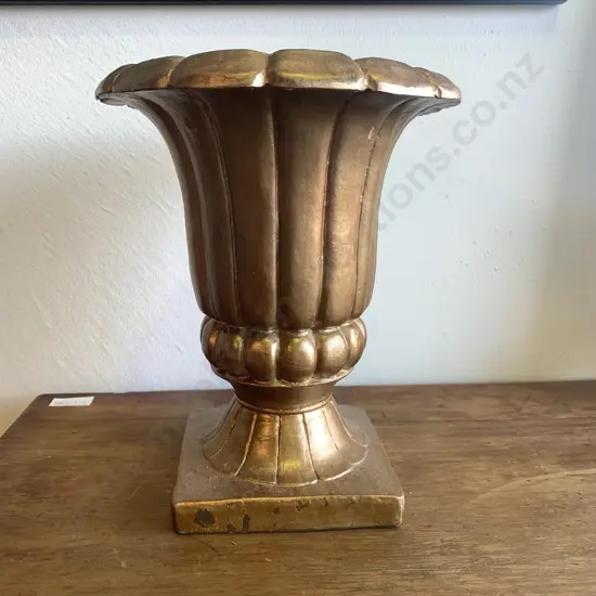 Heavy Gilded Pedestal Urn Vase, H24cm