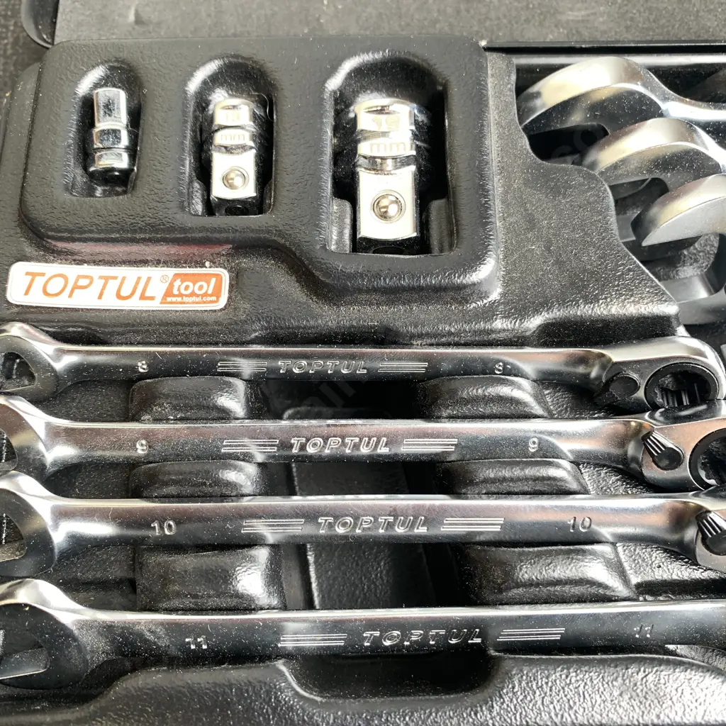 TOPTUL 15 Piece Wrench Set - Tools in Excellent Condition - in case Image 1++