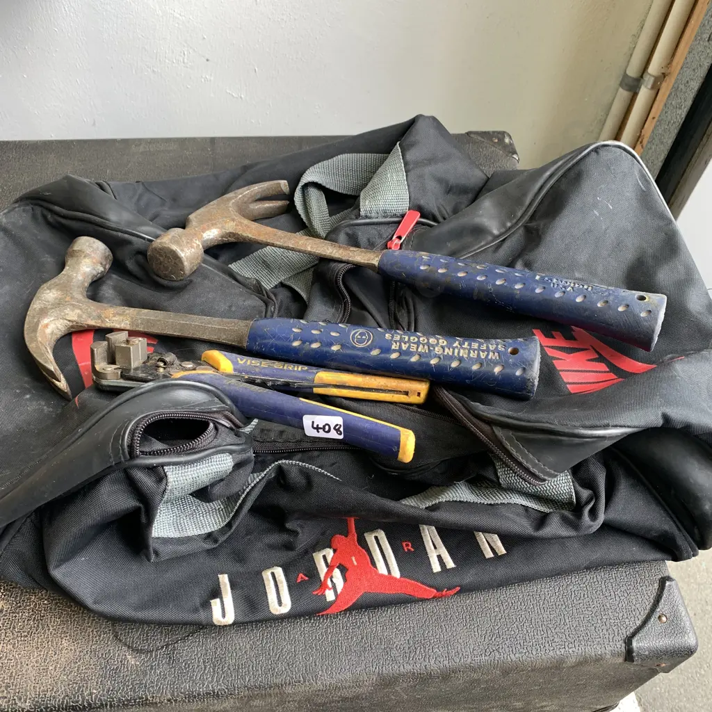 2 X Est Wing Hammers, Vise Grips Wire Strippers and Jordan Air Bag Image 1++