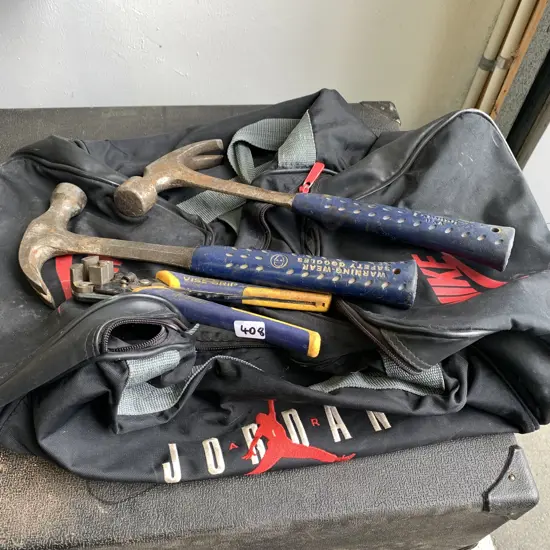 2 X Est Wing Hammers, Vise Grips Wire Strippers and Jordan Air Bag