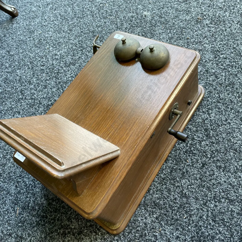 Antique Wooden Wall Telephone - missing ear piece Image 1++
