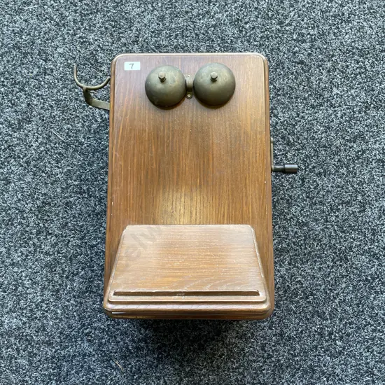 Antique Wooden Wall Telephone - missing ear piece