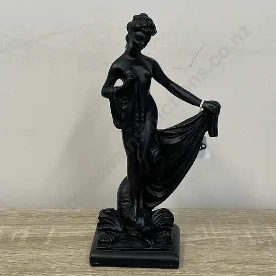 Vintage Black Painted Art Nouveau "Nymph" figurine H25cm