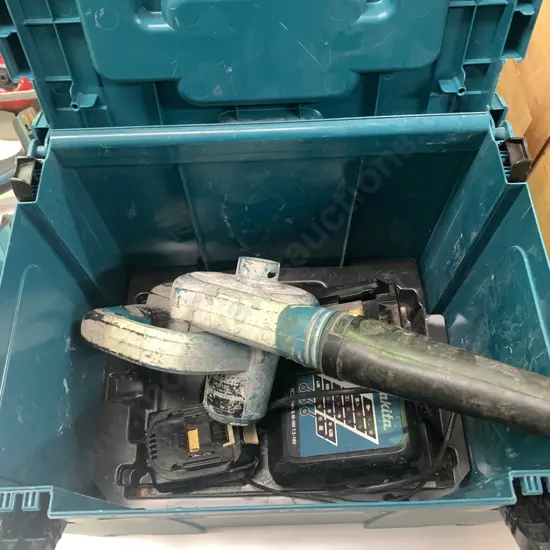 Makita Toolbox with Makita Blower Model DUB182 and Battery Charger with Battery