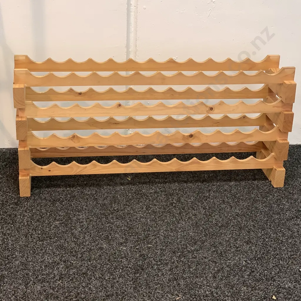 Modular Wine Rack, Wooden, 12 Bottles Wide, 3 Bottles High, 36 Slots Image 1++