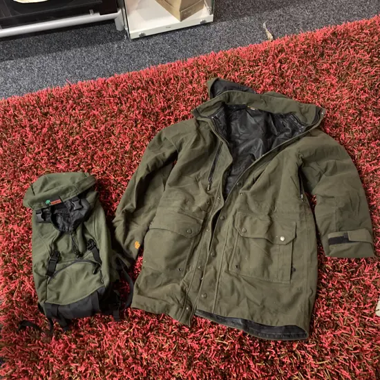 Bushback Green Jacket, Size Medium with Stoney Creek Day Hunter Backpack