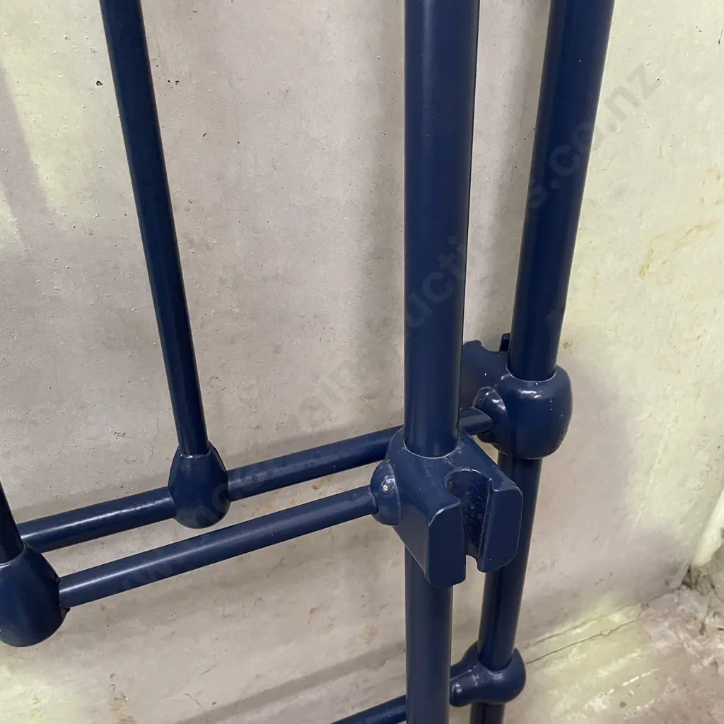 Vintage Hospital Cast Iron Powdercoated Blue Single Bed Ends Image 1++