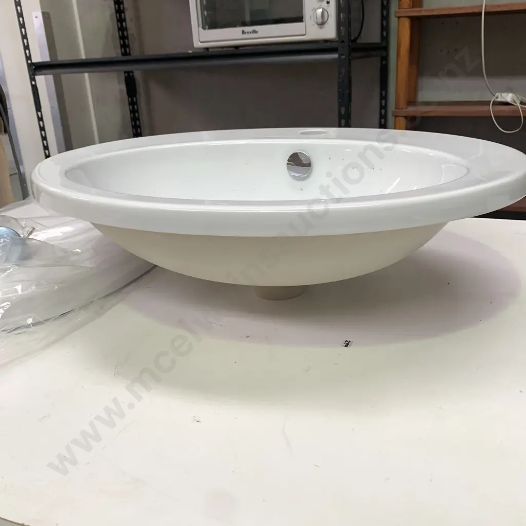 As new Eclipse 57 Inset Basin, Single Tap, White, With as new High Quality Hard Plastic Toilet set cover Image 1++