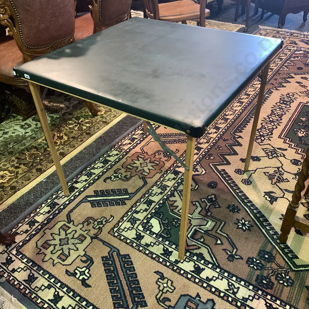 Green Vinyl topped Folding Card Table Image 1++