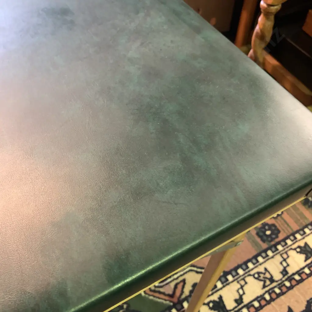 Green Vinyl topped Folding Card Table Image 1++