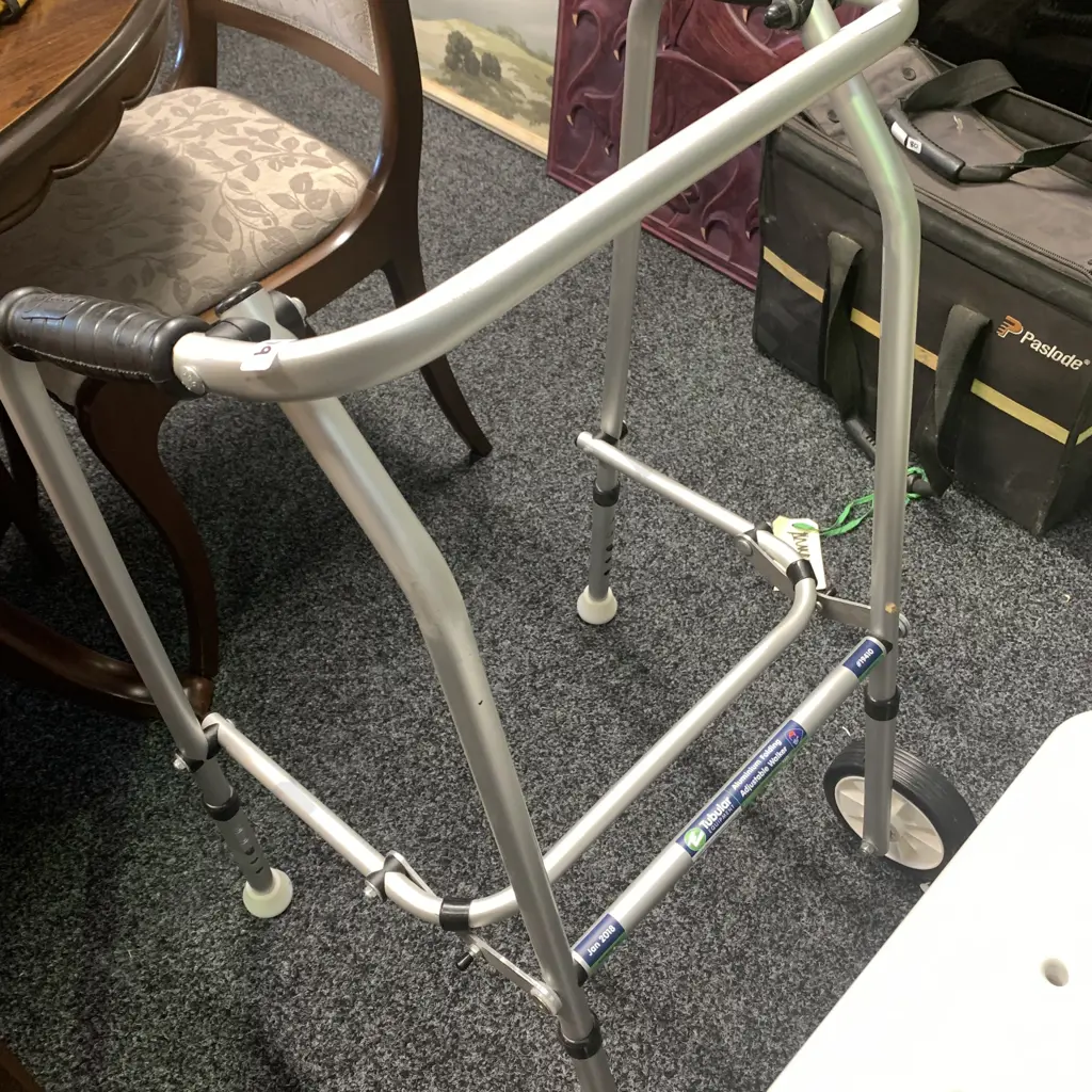 Aluminium Tubular Folding Walking Frame with Adjustable Shower Stool Image 1++