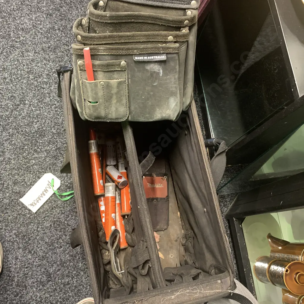 Black Paslode Tool Box with Tool Pouch Etc. Image 1++