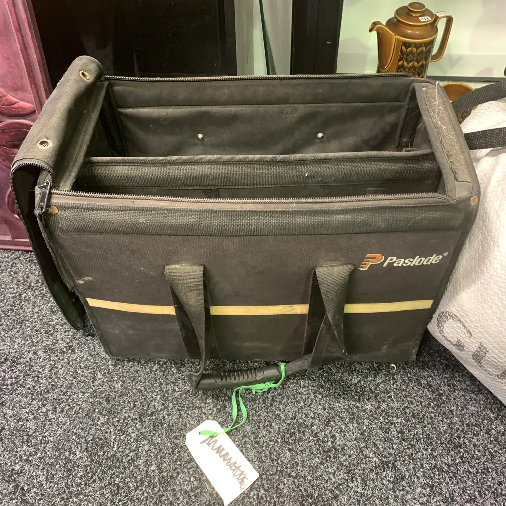 Black Paslode Tool Box with Tool Pouch Etc. Image 1++