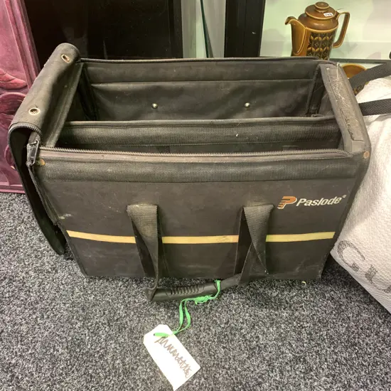 Black Paslode Tool Box with Tool Pouch Etc.