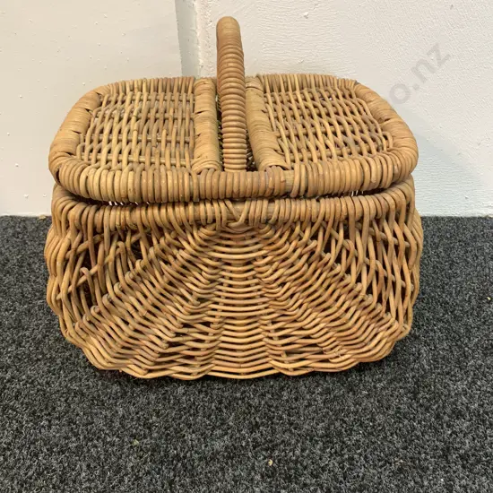 Cane Picnic Hamper, H41cm W41cm