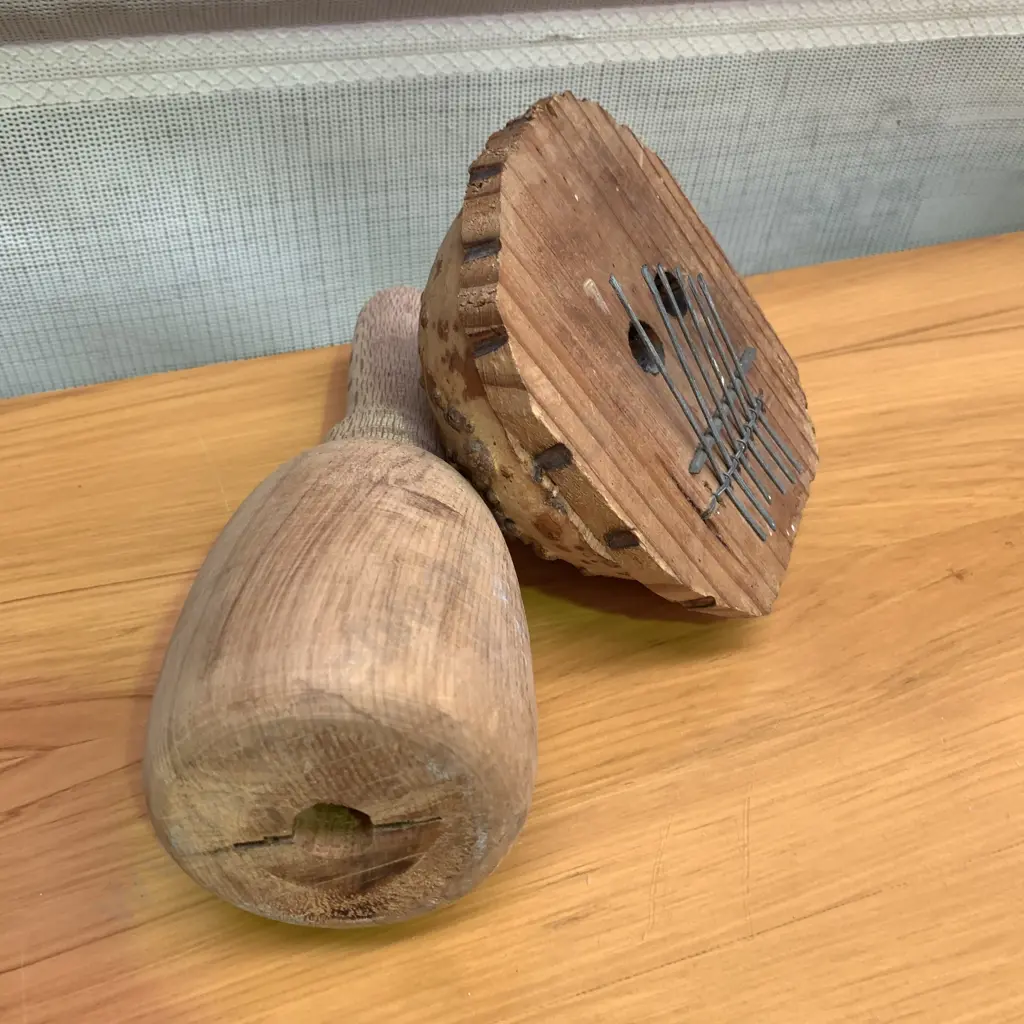 Vintage Coconut Finger Piano with handmade wooden mallet Image 1++