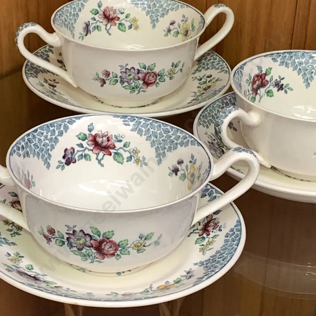 Copeland Spode "Merville" 2 handled soup and saucer sets x 5 Image 1++