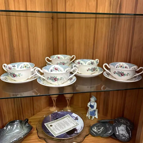 Copeland Spode "Merville" 2 handled soup and saucer sets x 5