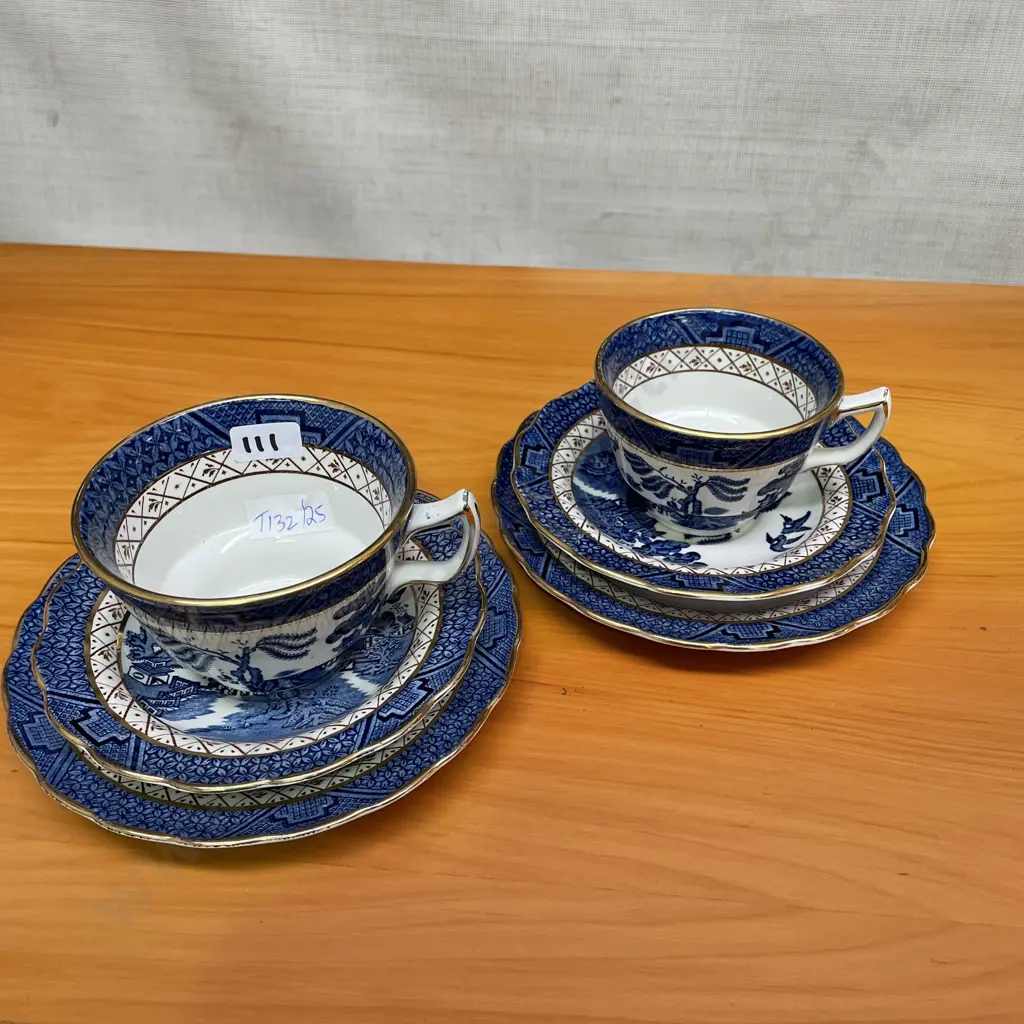 Booths Blue and White Real Old Willow Breakfast trio and Teaware trio Image 1++