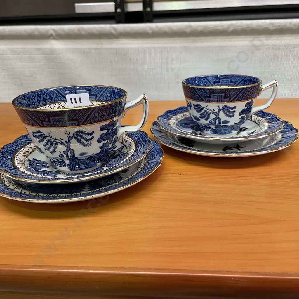 Booths Blue and White Real Old Willow Breakfast trio and Teaware trio Image 1++