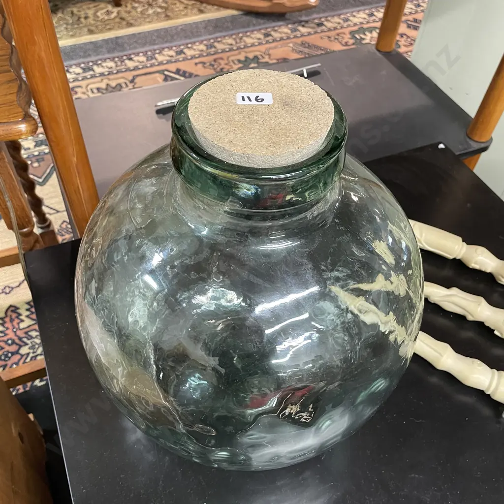 Large Recycled Moulded Glass Jar with Cork Lid, H37 Dia34cm Image 1++