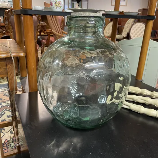 Large Recycled Moulded Glass Jar with Cork Lid, H37 Dia34cm