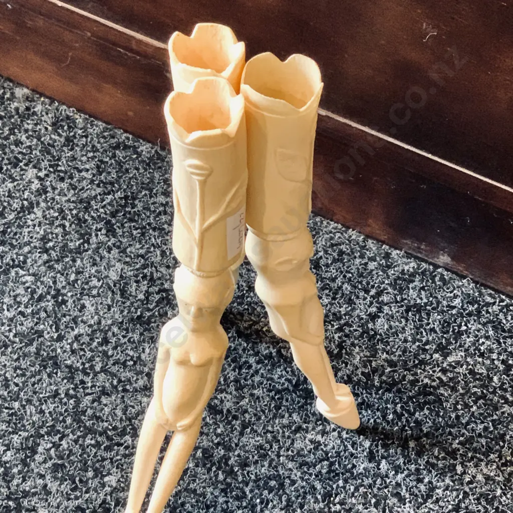 3 x Vintage Unusual Ivory/Bone Candle Holders that mount together Image 1++