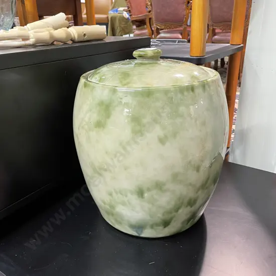 Large Timaru Potteries Lidded Crock. Lid AF. H36 Dia31cm