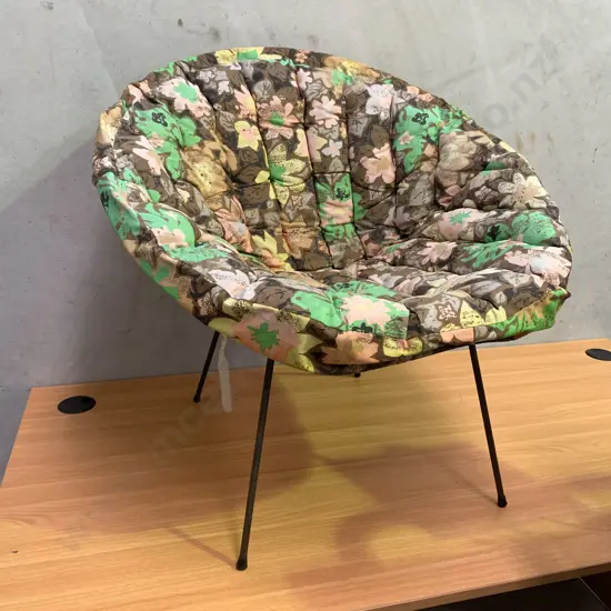 Vintage Coolie Chair. Cane with metal frame. Needs some repair but stable