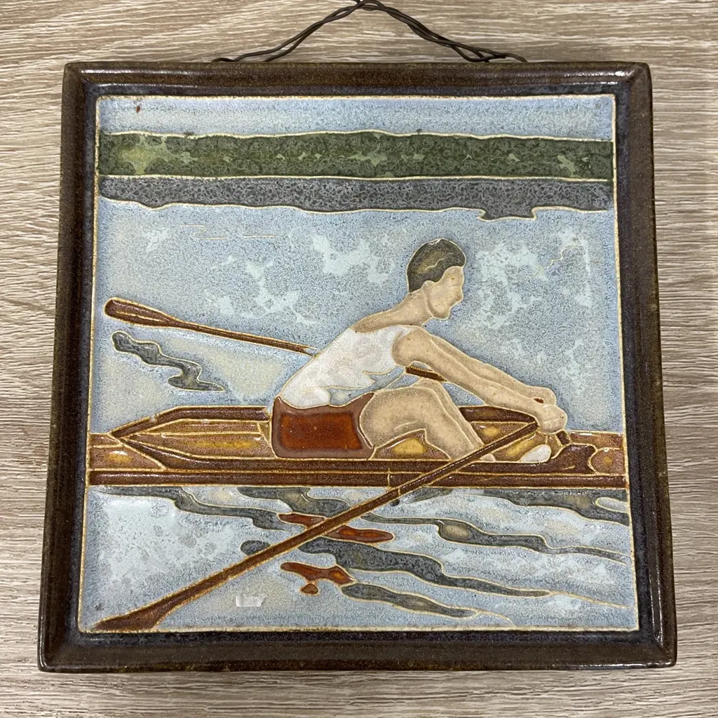 Deflt Handpainted Ceramic Rowing Tile 12 x 12cm Image 1++