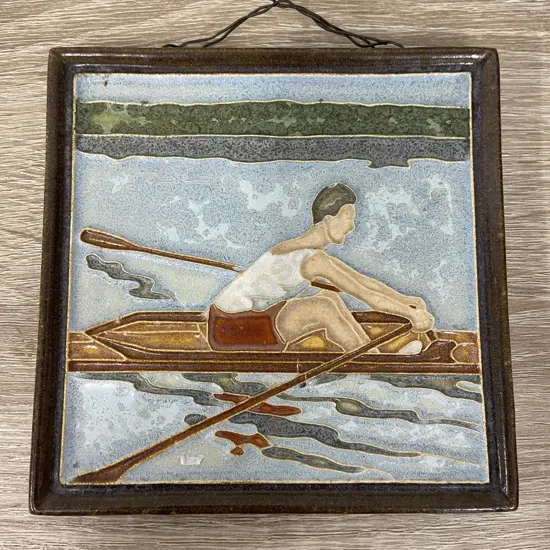 Deflt Handpainted Ceramic Rowing Tile 12 x 12cm