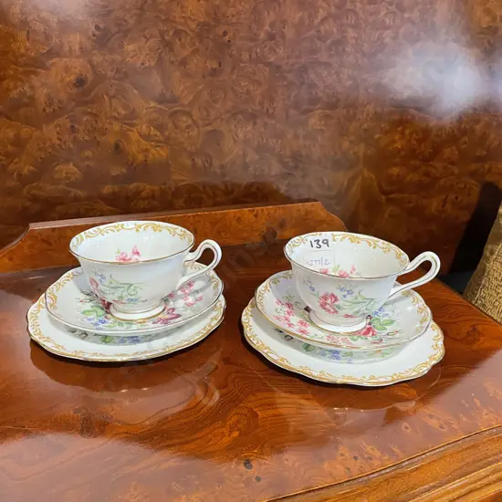 Pair of Royal Albert "Nosegay" trios