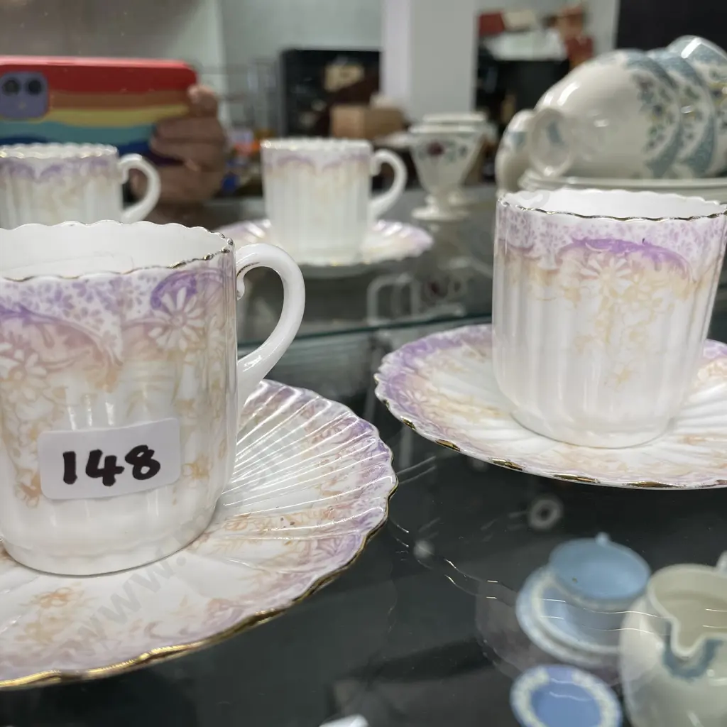 2 x Wileman (early Shelley ) Coffee cans and saucers Image 1++