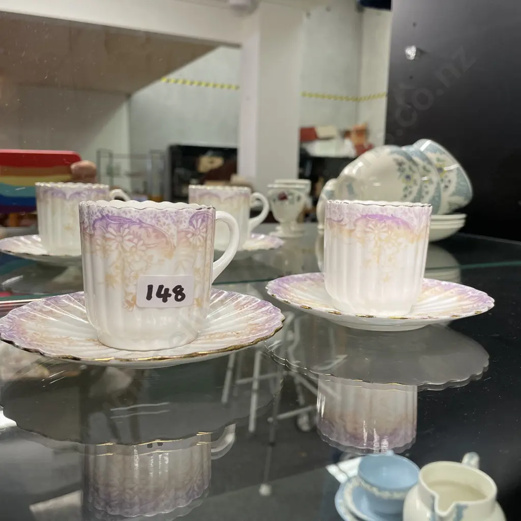 2 x Wileman (early Shelley ) Coffee cans and saucers Image 1++